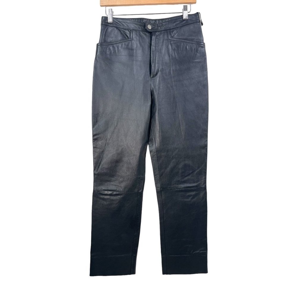 Ms. Maxima‎ Black Leather High Waisted Straight Leg Pant sz 8